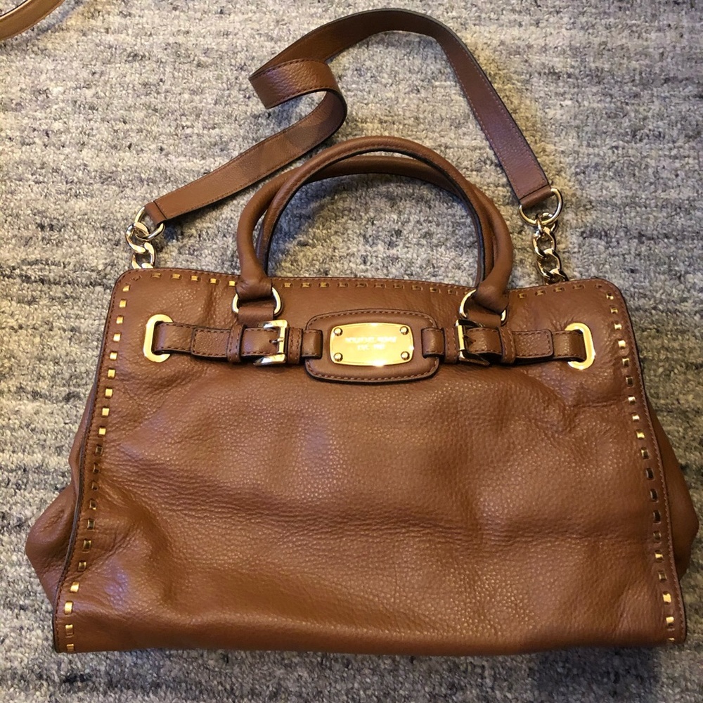 MK Hamilton large cognac Gold Trim Tote
